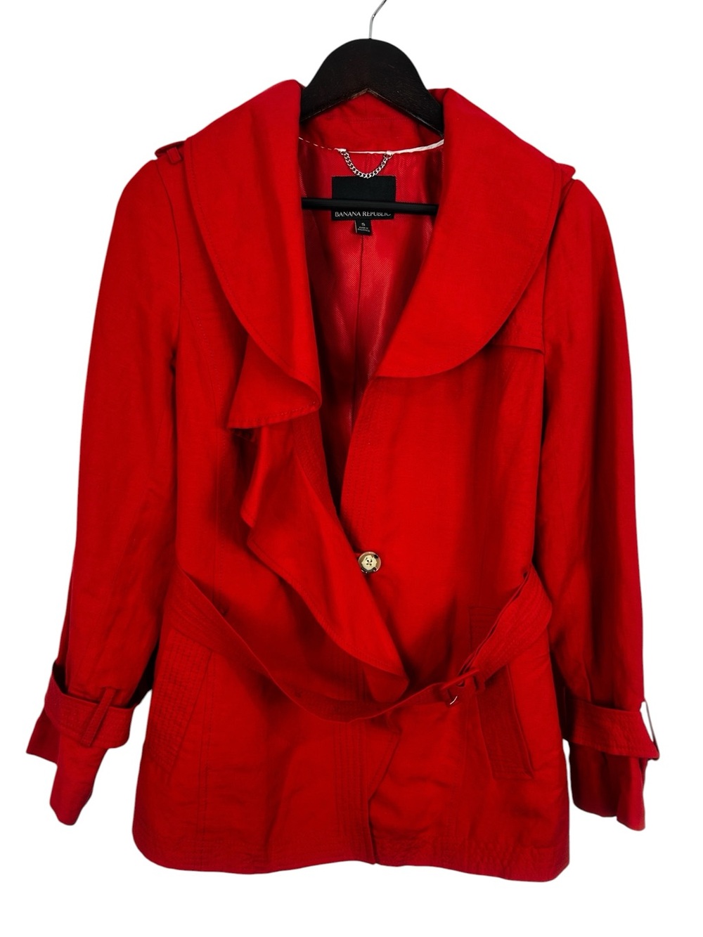 Banana Republic Drapey Flounce Trench Coat in Spicy Cayenne Size Small
